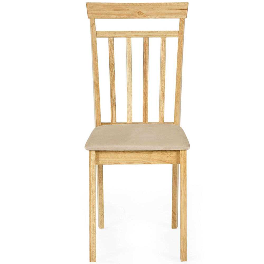 Julian Bowen Coast Set of 2 Oak Effect Ivory Faux Suede Slatted Back Dining Chair Image 4
