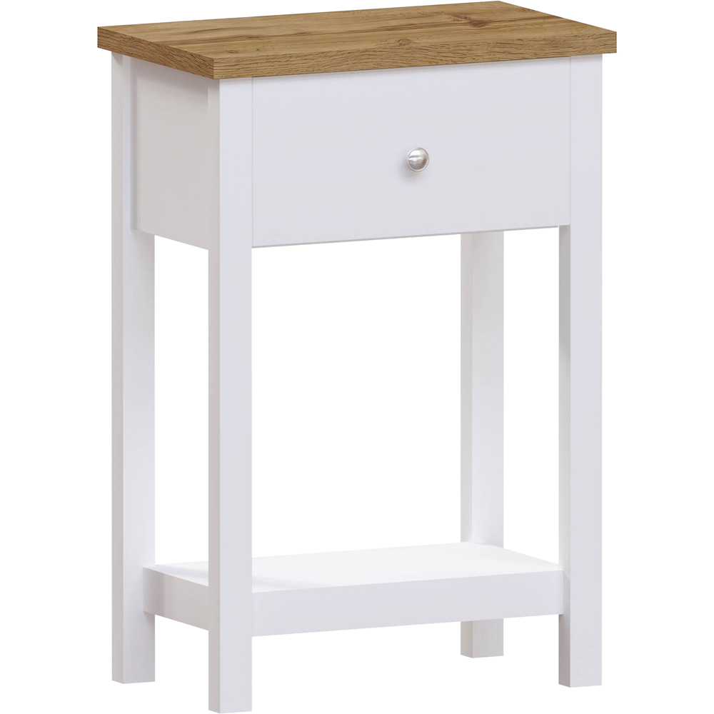 VIDA DESIGNS Arlington Single Drawer White and Oak Console Table Image 2