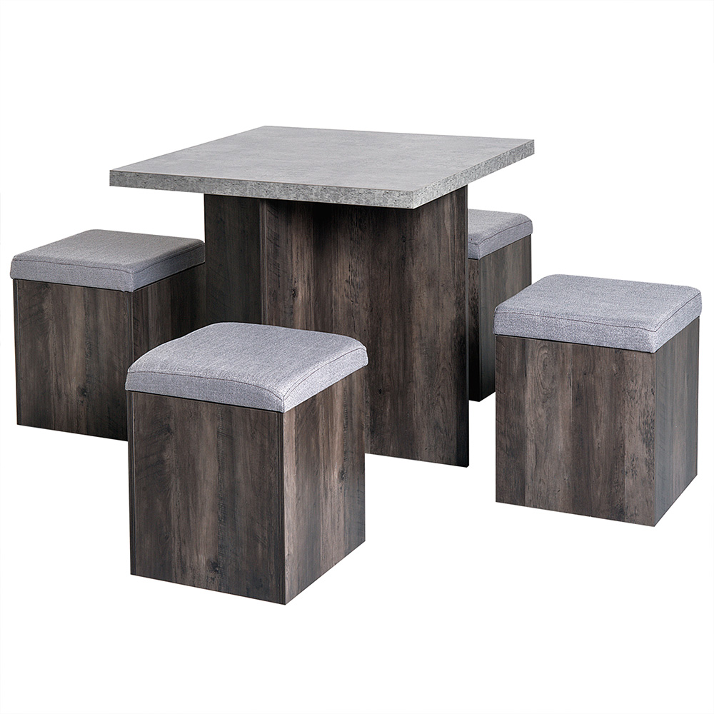 Portland 4 Seater Wooden Dining Set Grey Image 2