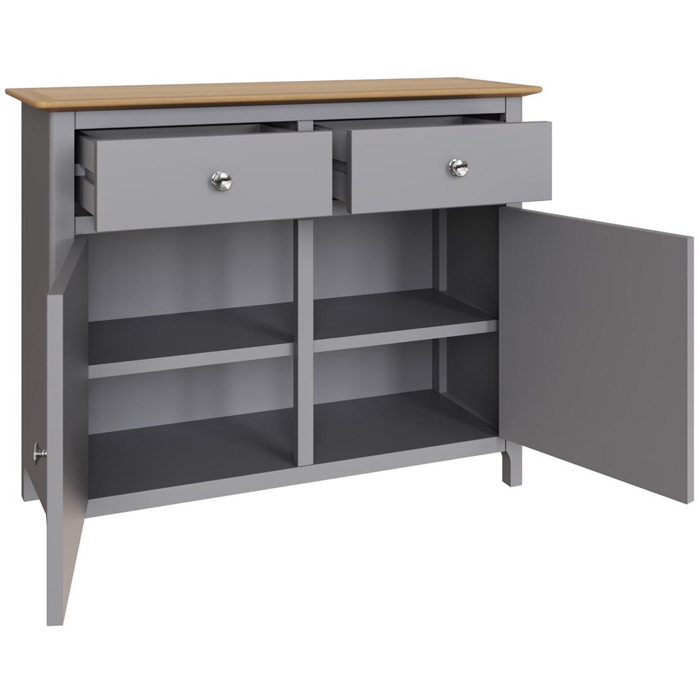 FWStyle Taberno 2 Drawer 2 Door Dove Grey and Oak Sideboard Image 4