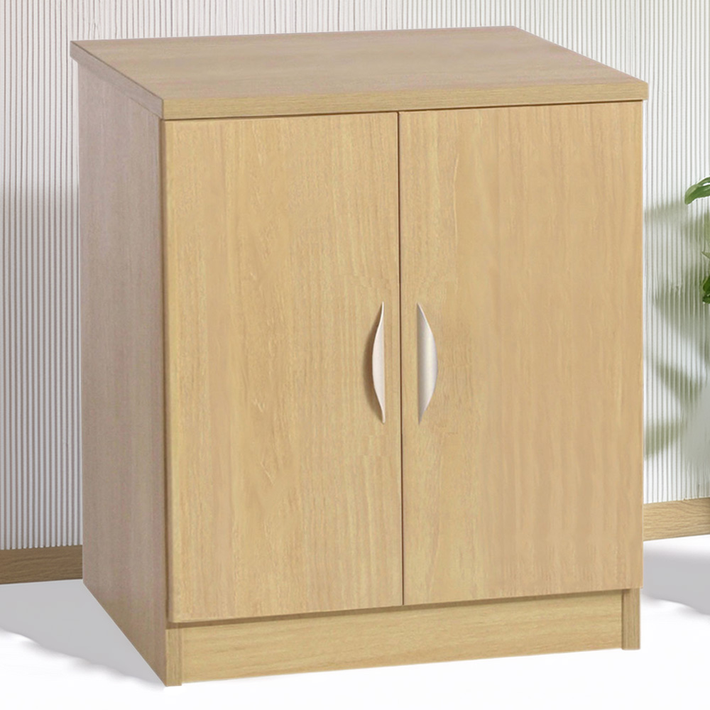R White Cabinets 2 Door Brown Desk Height Cupboard Image 1