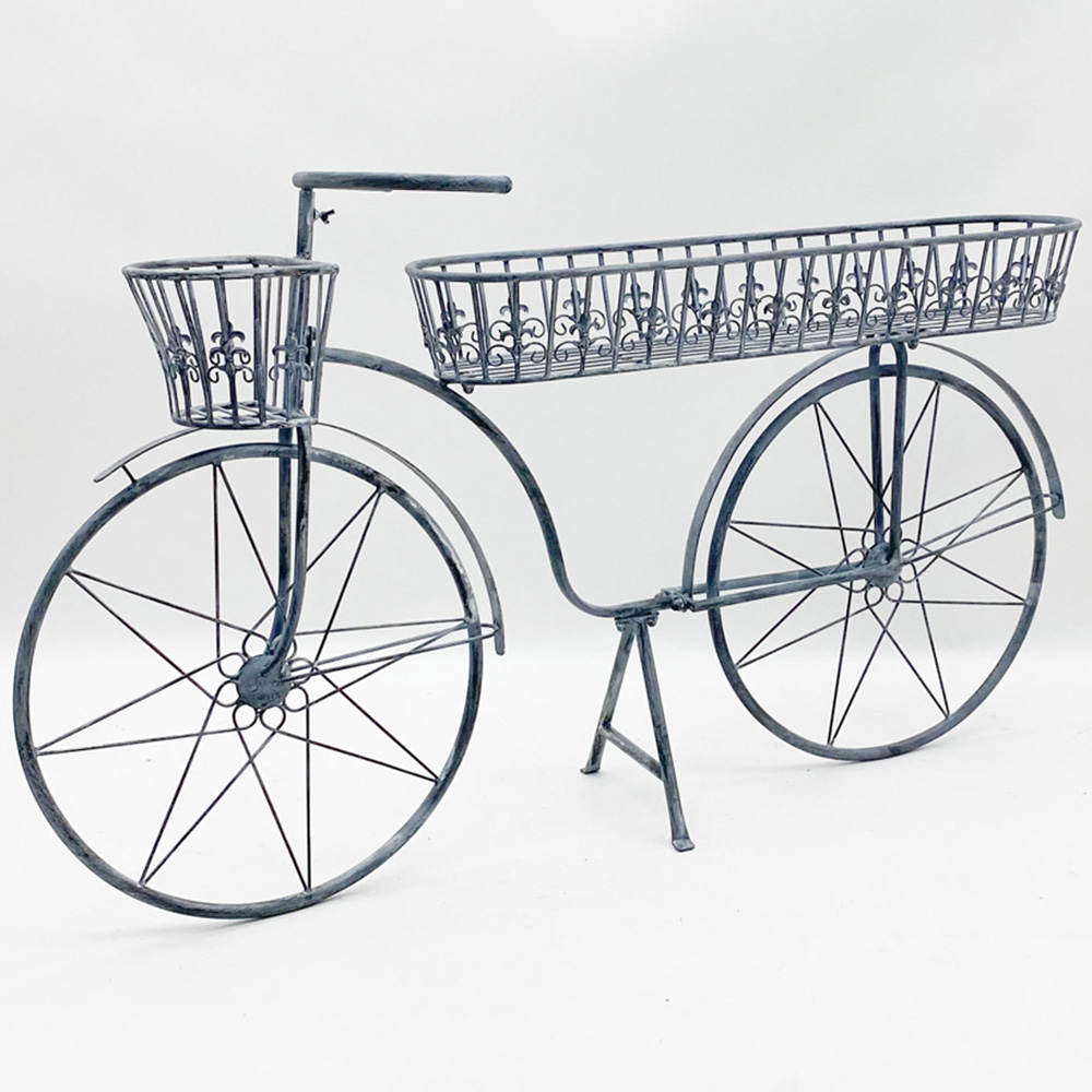 Acacia Home Stone Grey Metal Bicycle Planter 138cm Image 3