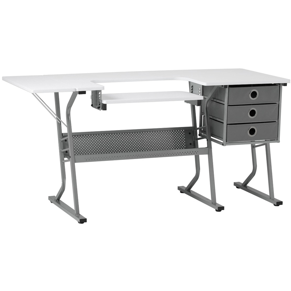 Sewing Online Eclipse 13376 3 Drawer Single Shelf Grey White Ultra Sewing Machine and Hobby Table Image 2