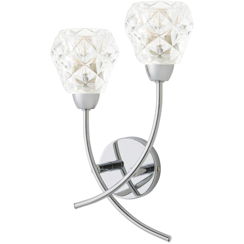 ValueLights Astley 2 Light Crystal Effect Shade Chrome Wall Light with Bulb Image 1