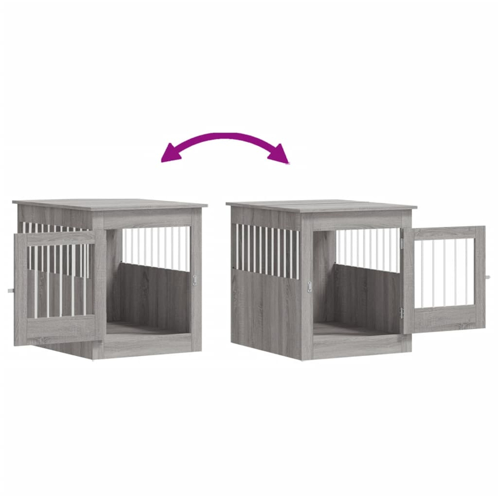 vidaXL Grey Processed Wood Dog Crate Furniture 64.5 x 80 x 71cm Image 9