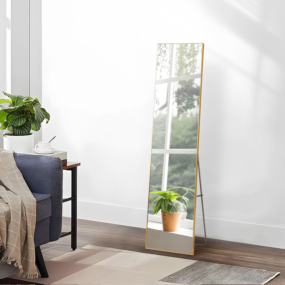 Living and Home Gold Slim Full Length Wall Mounted Mirror 150cm Image 2