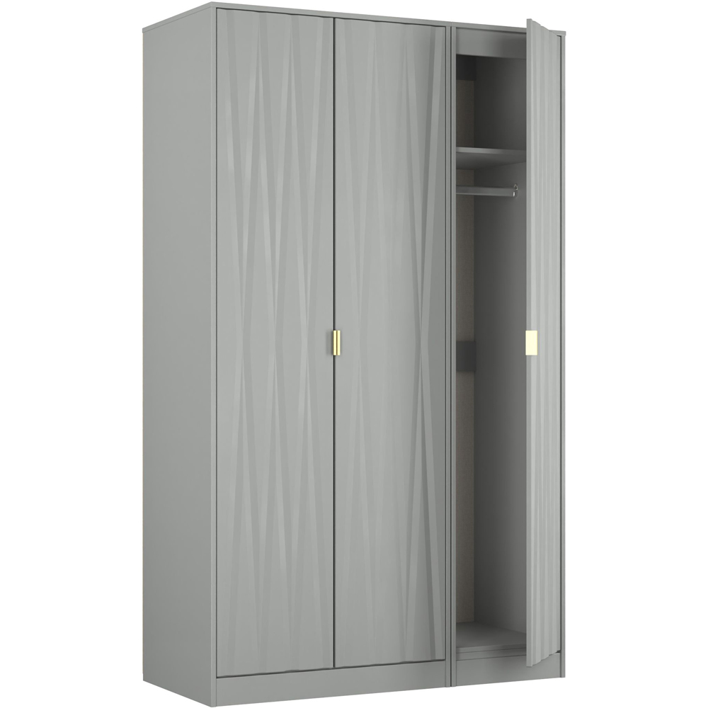 Crowndale Diamond 3 Door Dusk Grey Tall Wardrobe Ready Assembled Image 7