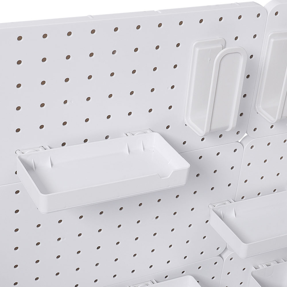 Living and Home White Rectangle Pegboard Wall Storage Rack Image 6