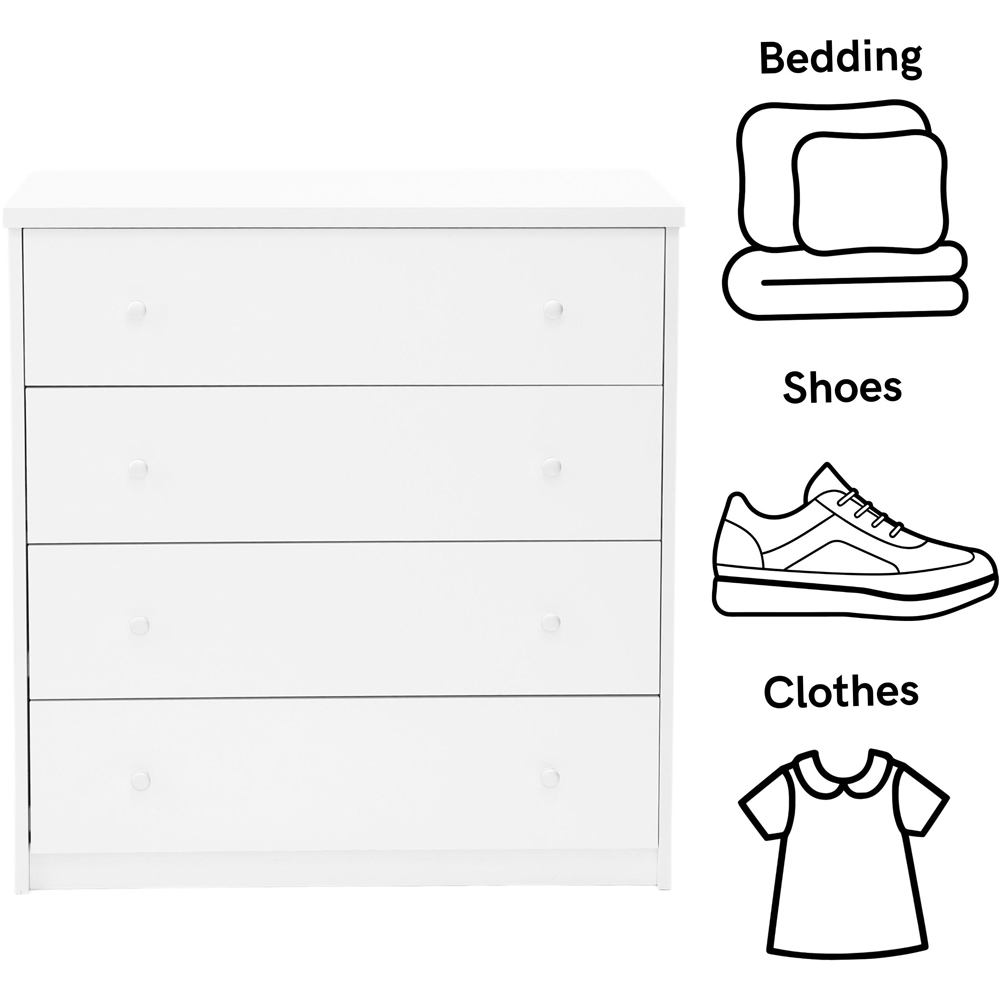 Core Products Erin 4 Drawer White Finish Chest of Drawers  Image 8