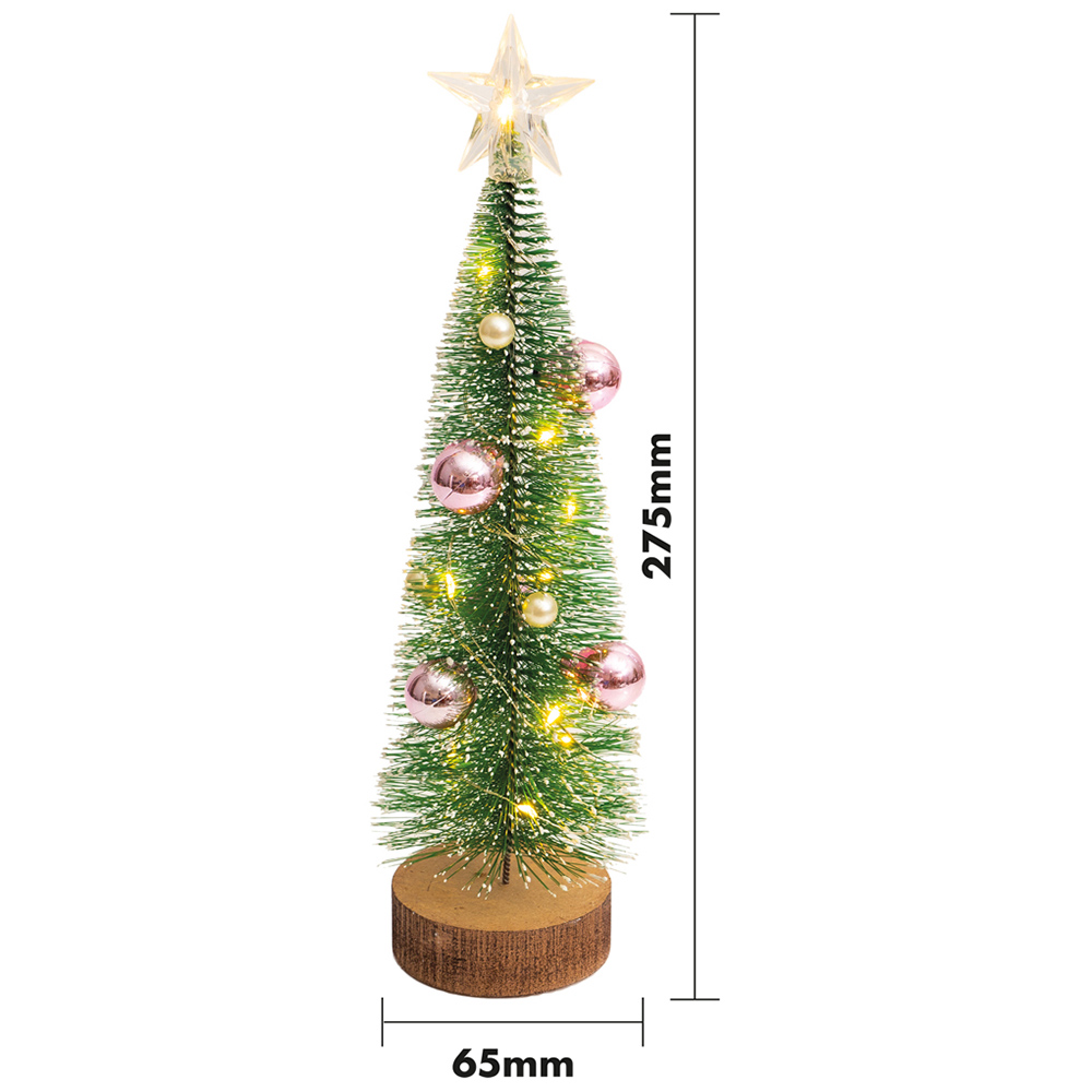 Xmas Haus Light Up Wooden Mini Christmas Tree 27.5cm Image 5