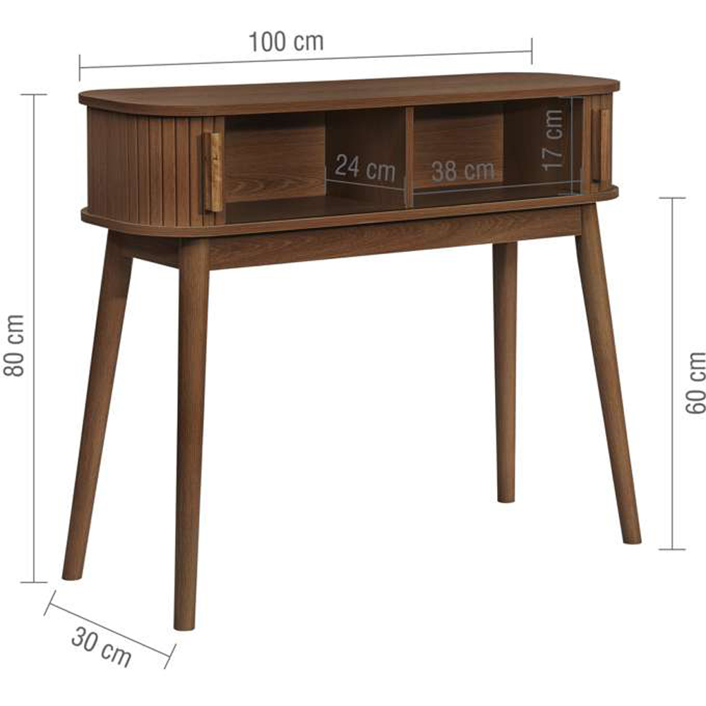 Birlea Axel 2 Door Walnut Fluted Console Table Image 9