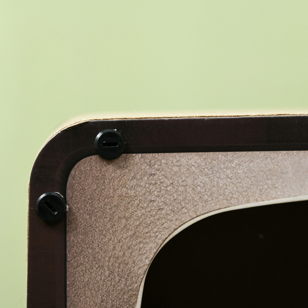 PawHut Brown 2 in 1 TV Shaped Indoor Cat Scratching Board and House Image 3