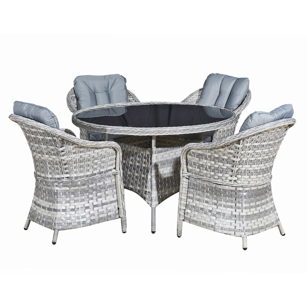 Oseasons Sicilia 4 Seater Dove Grey Rattan Dining Set Image 2