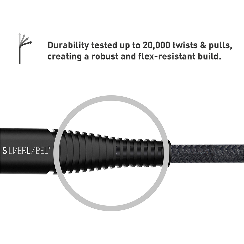 SilverLabel Black USB-A to USB-C Braided Cable 2m Image 5