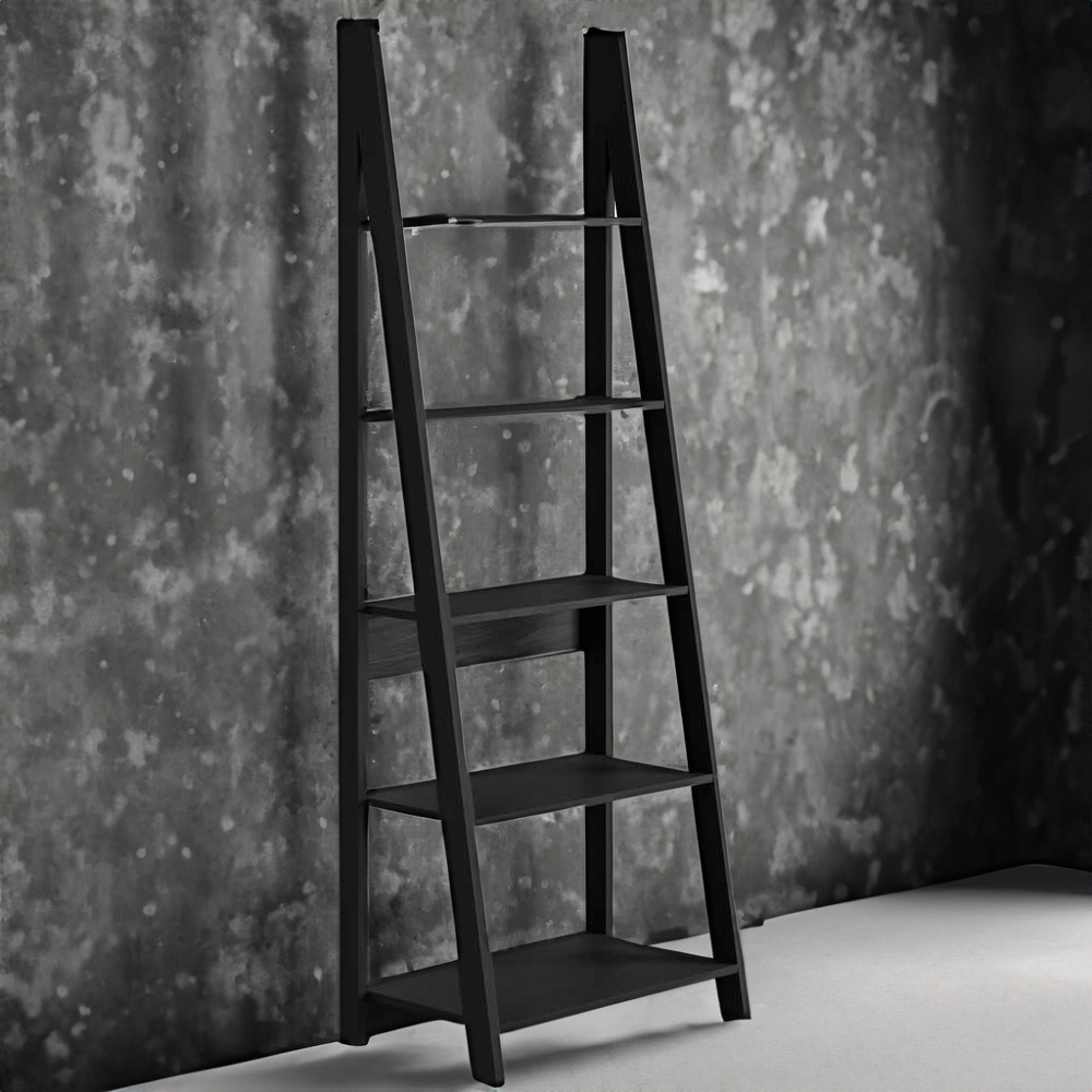 Tiva 5 Shelf Black Ladder Bookcase Image 1