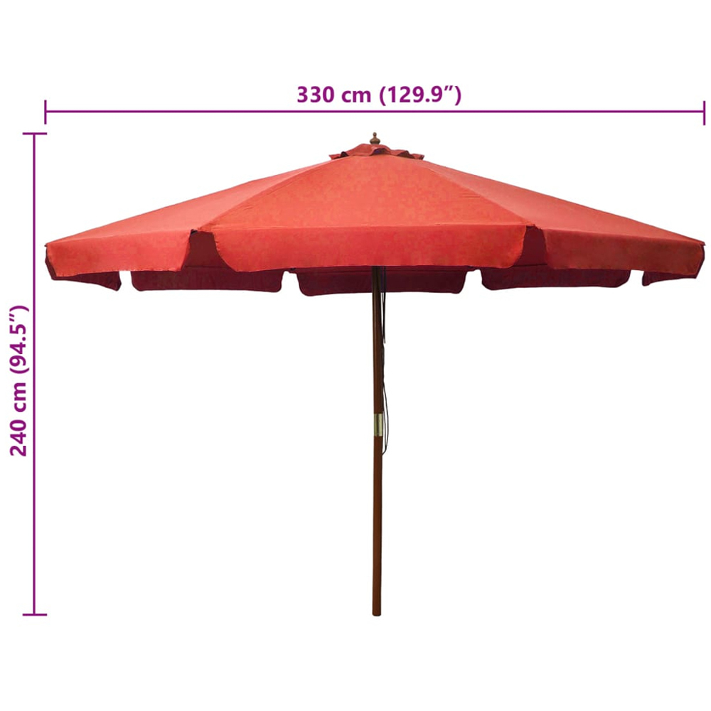 vidaXL Brown Garden Parasol with Wooden Pole 3.3m Image 4