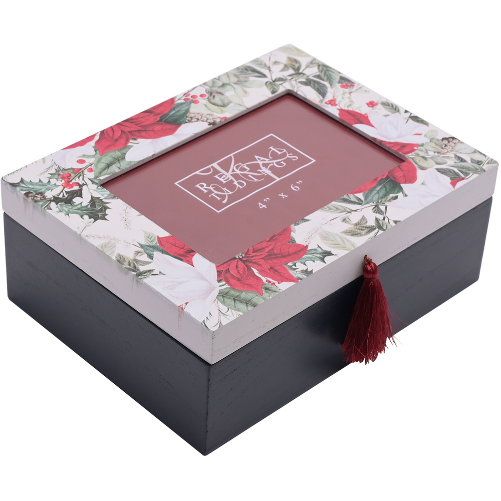 The Christmas Gift Co Poinsettia Storage Box with Photo Aperture Image 1