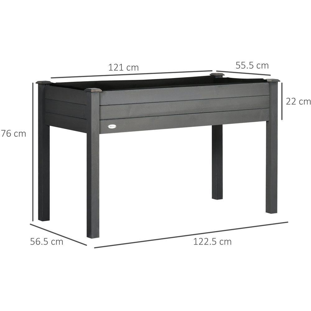 Outsunny Dark Grey Wooden Elevated Raised Garden Bed with Bed Liner 76 x 56.5 x 122.5cm Image 9
