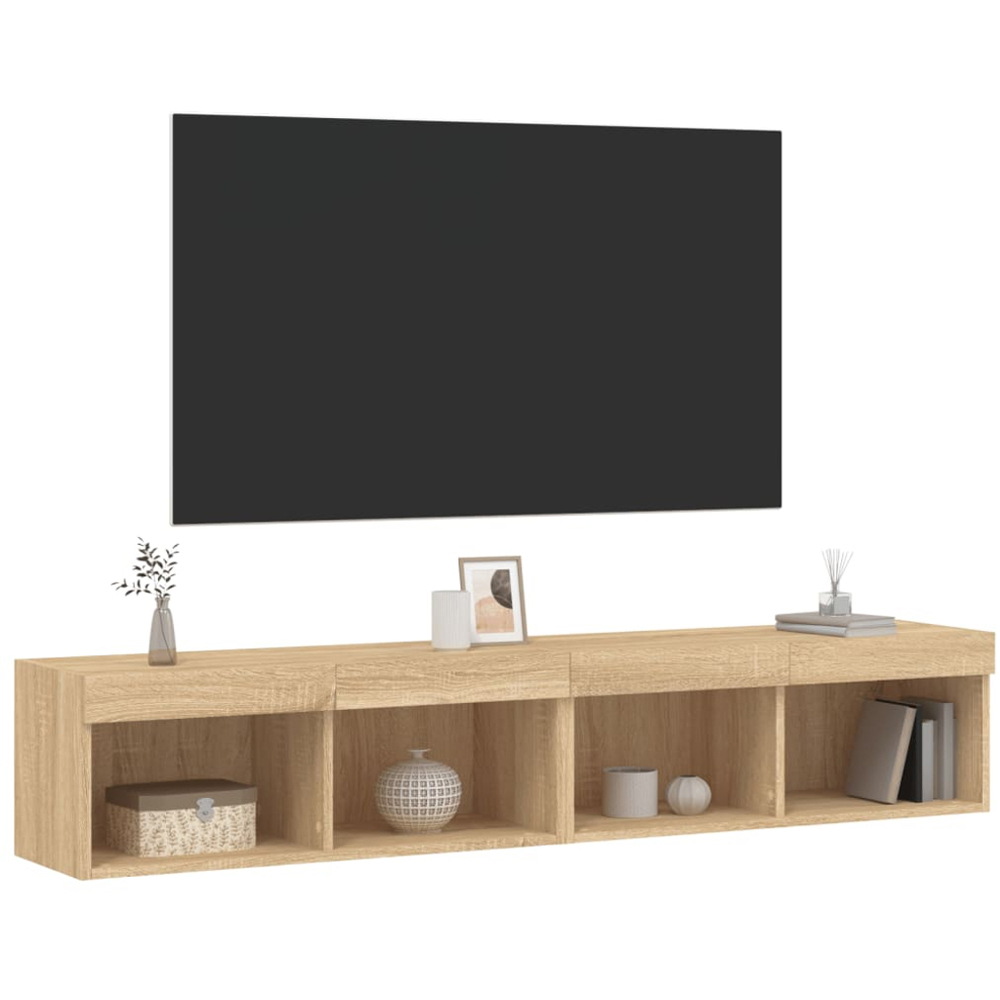 vidaXL 2 Shelf Sonoma Oak Wall Mounted TV Cabinet Set of 2 Image 5