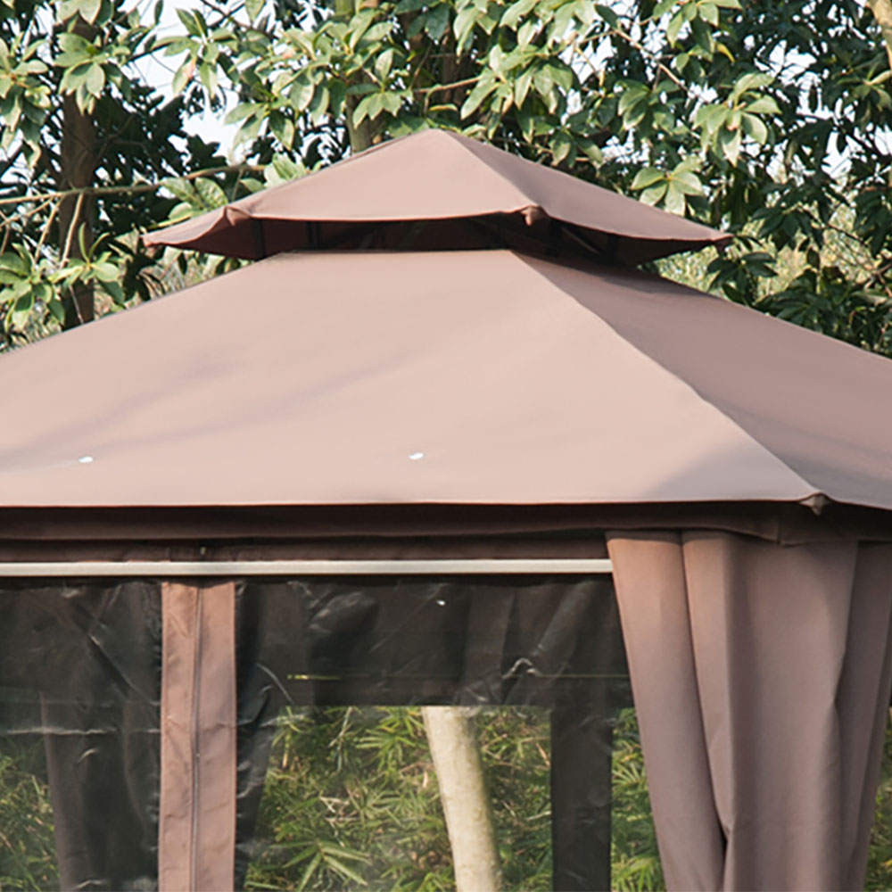 Outsunny 3 x 3m 2 Tier Brown Canopy Gazebo with Sides Image 3
