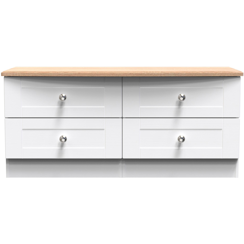 Crowndale Sussex 4 Drawer White Ash and Bardolino Oak Large Chest of Drawers Ready Assembled Image 3