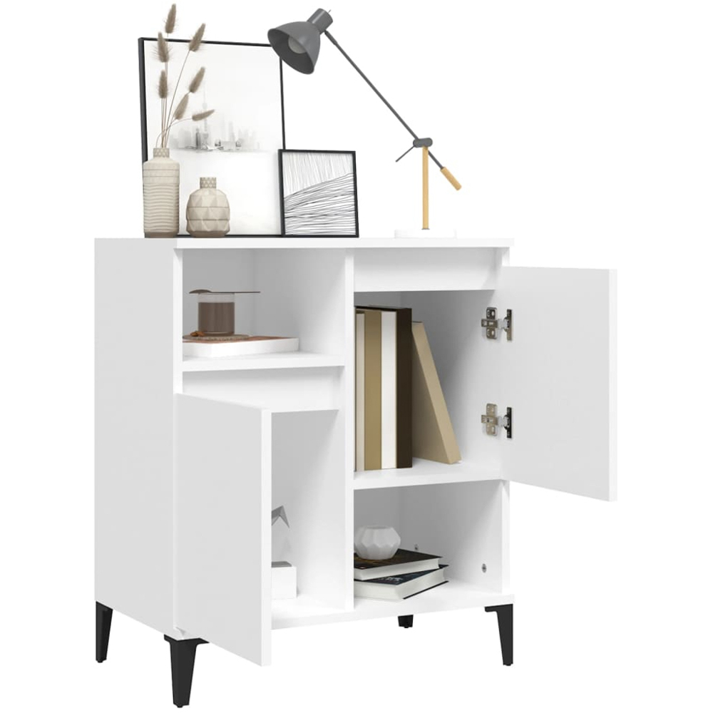 vidaXL 2 Door 2 Shelf White Sideboard Image 4