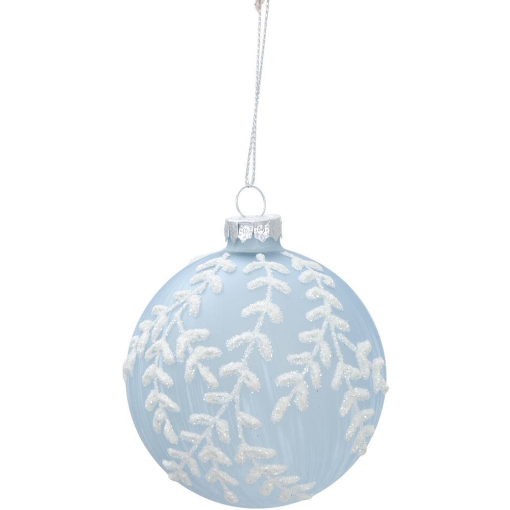 Delicate White Glitter Bauble Icy Blue Image 1