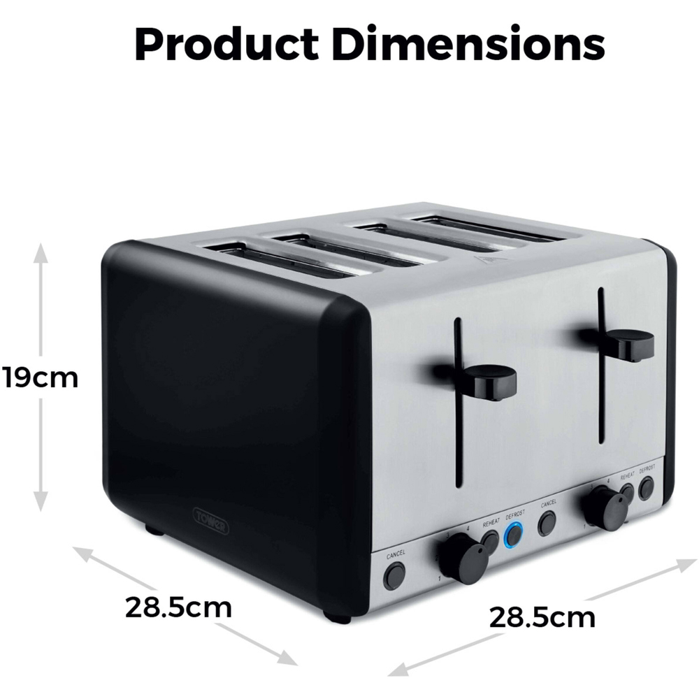 Tower Sera T20086BLK Black 4 Slice Toaster Image 9