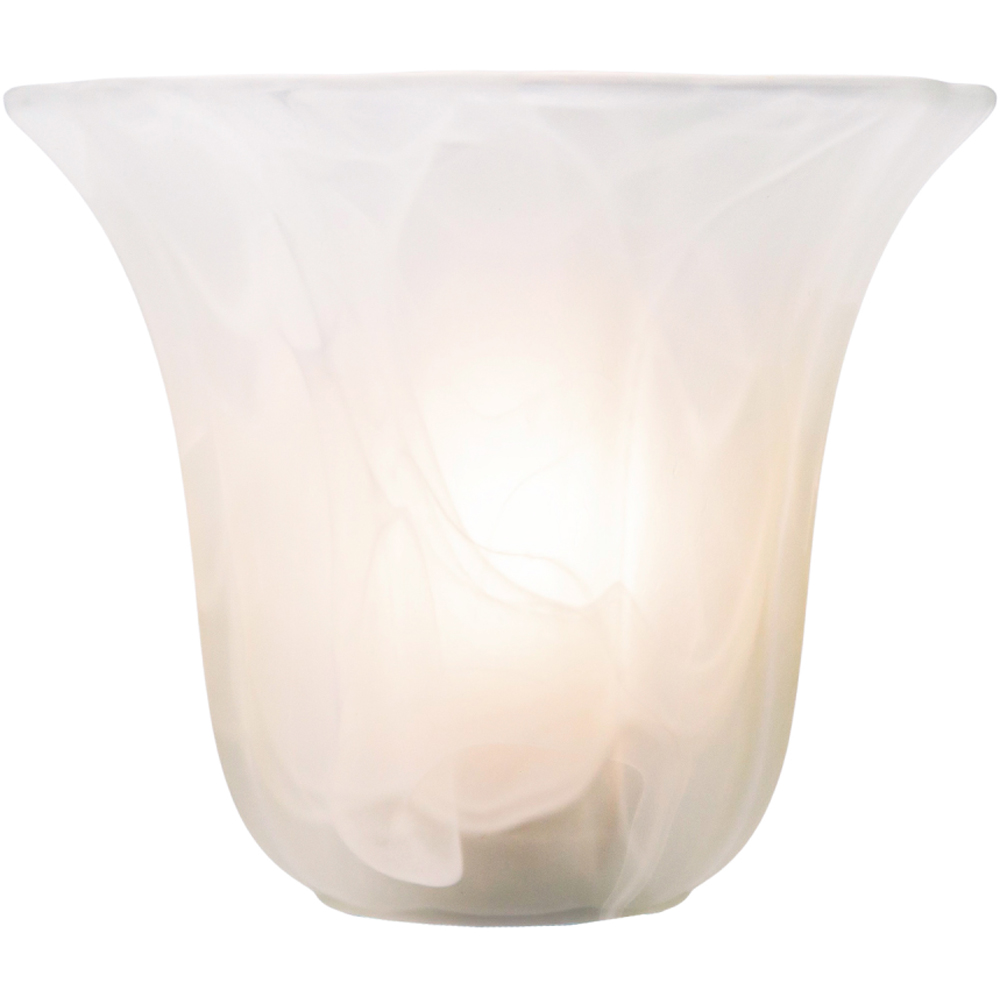Happy Homewares White Alabaster Glass Shade with Subtle Petal Rimmed Trim 2 Pack Image 6