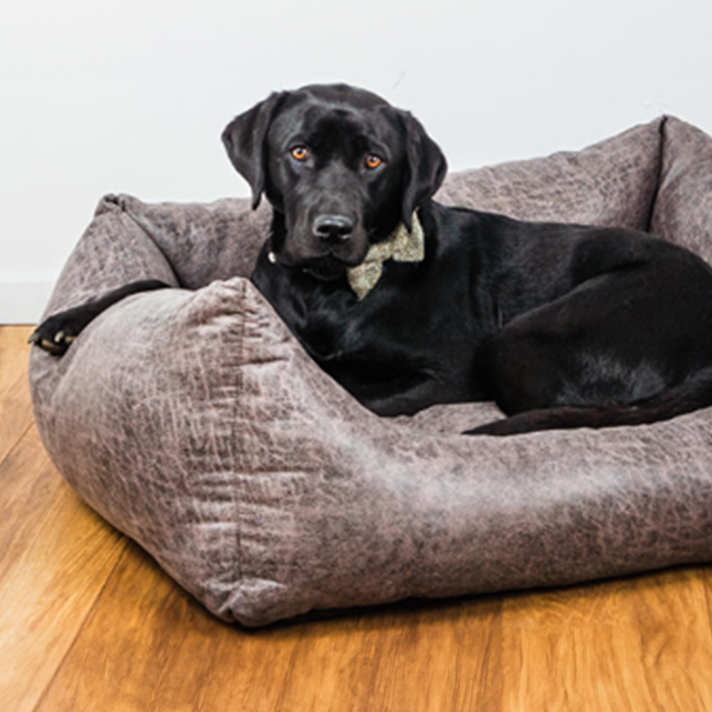 Snug & Cosy Rhodeo Medium Faux Leather Dark Grey Rectangle Pet Bed Image 3