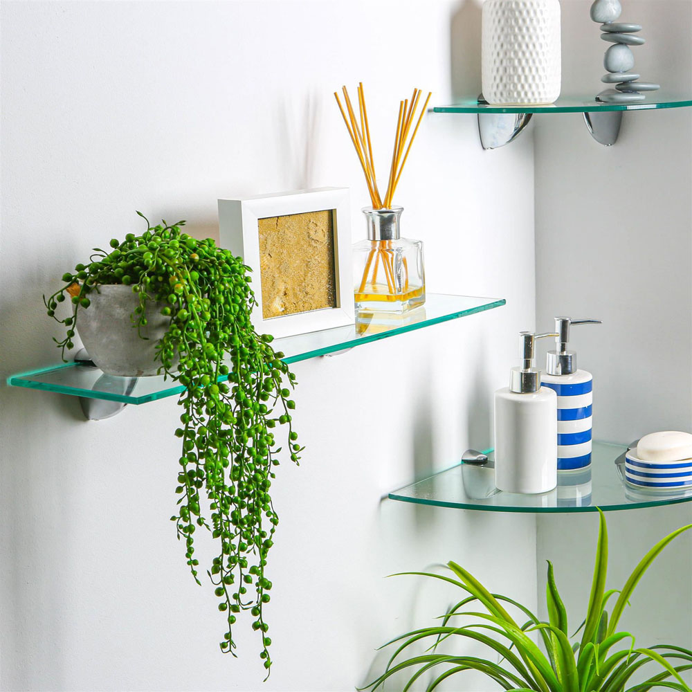 Harbour Housewares Floating Glass Wall Shelf 60cm 6 Pack Image 2