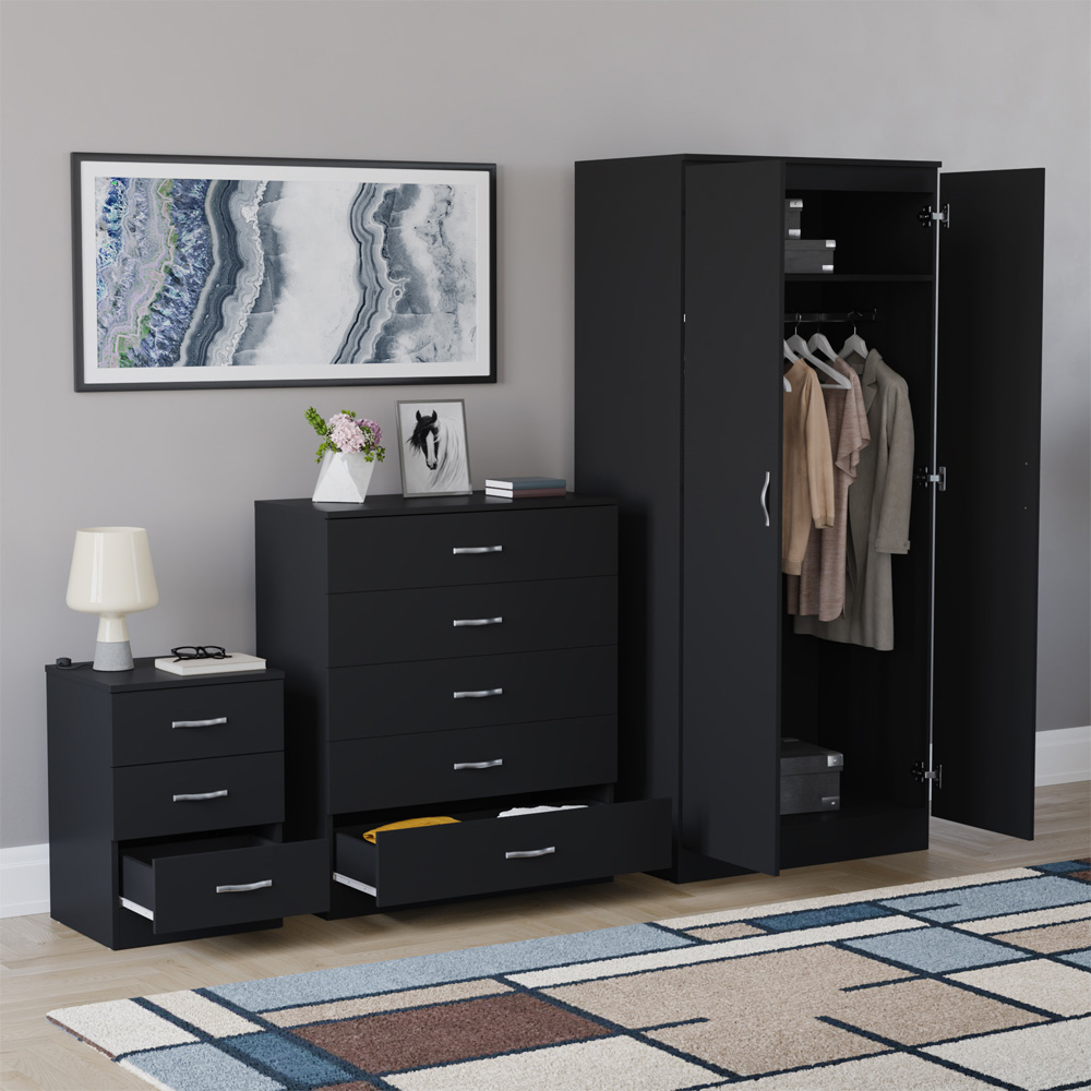 VIDA DESIGNS Riano Black 3 Piece Bedroom Furniture Set Image 5