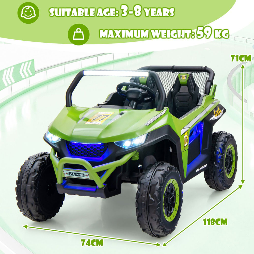 Costway 2 Seater Green Kids Ride on UTV Image 9