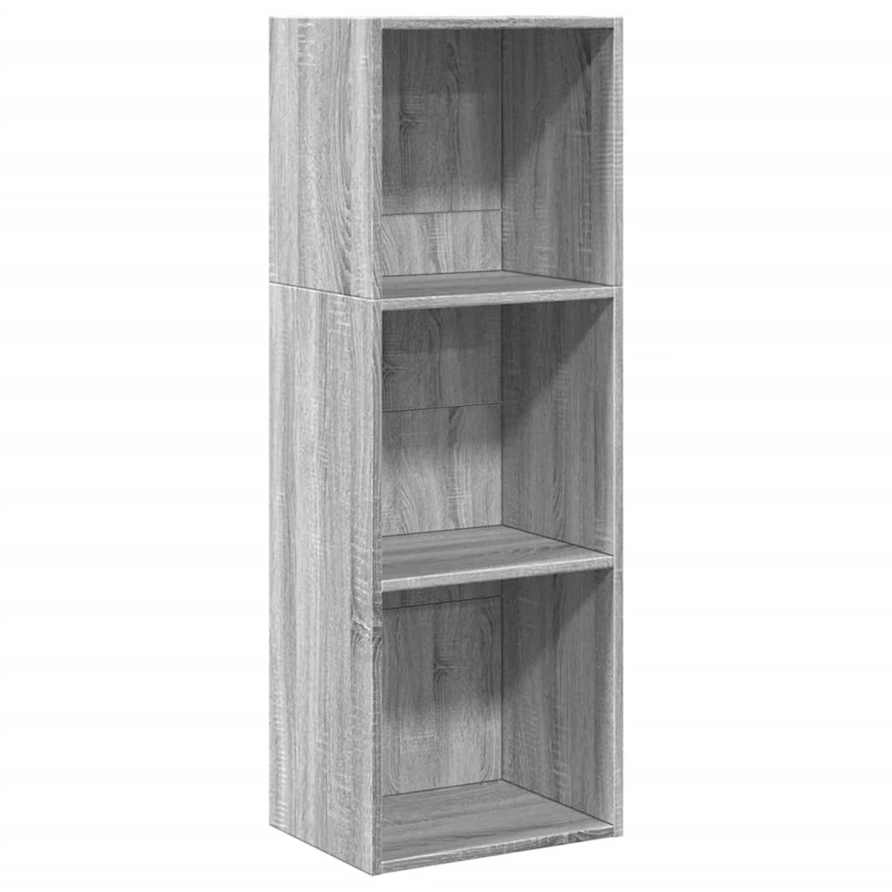 vidaXL 3 Shelf Grey Sonoma Bookcase Image 2