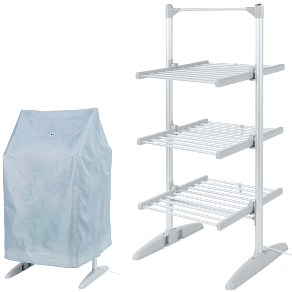 Rediffusion 3-Tier Heated Clothes Airer with Cover Image 1