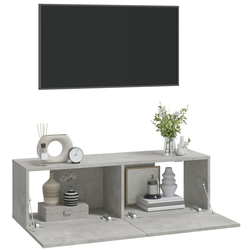 vidaXL 2 Door Wall Mounted Concrete Grey TV Cabinet Set of 2 Image 6