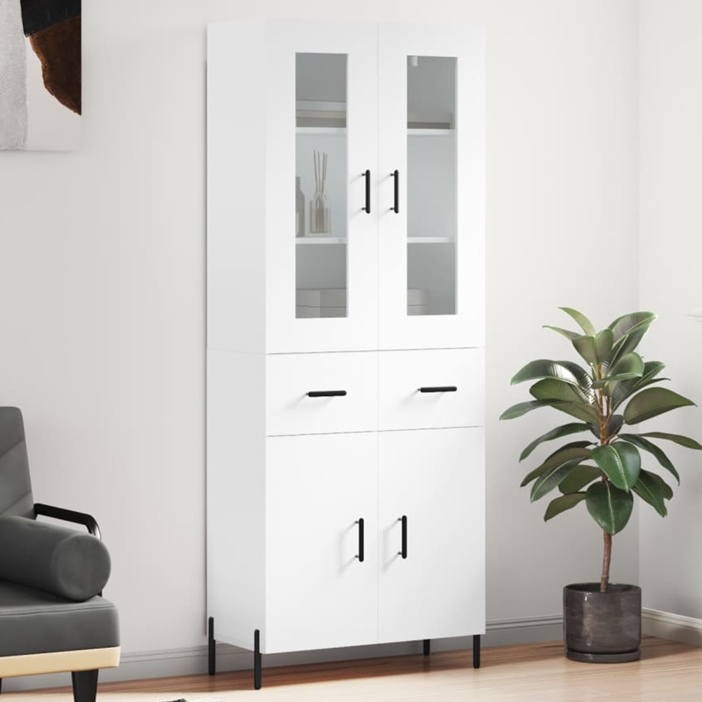 vidaXL 4 Door 2 Drawer White Highboard Image 1
