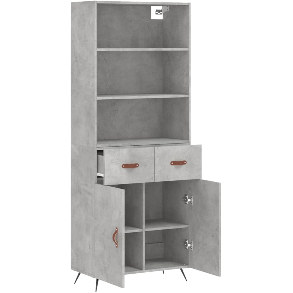 vidaXL 2 Door 2 Drawer 3 Shelf Concrete Grey Highboard Image 4