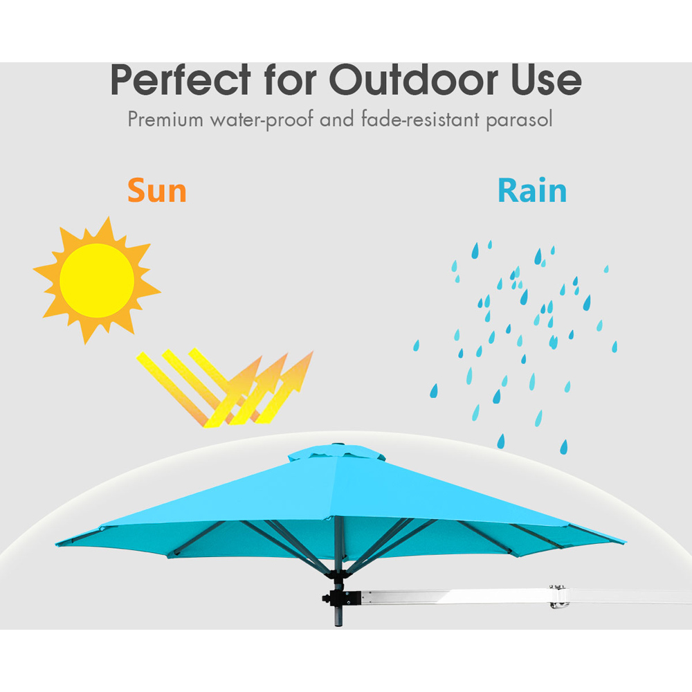 Costway Turquoise Large Outdoor Tilting Sunshade Umbrella Image 3