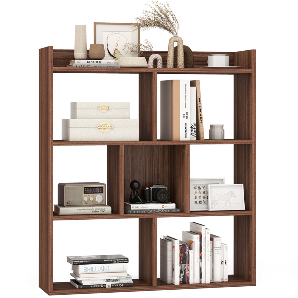 Costway 7 Shelf Walnut Cube Storage Unit Image 3