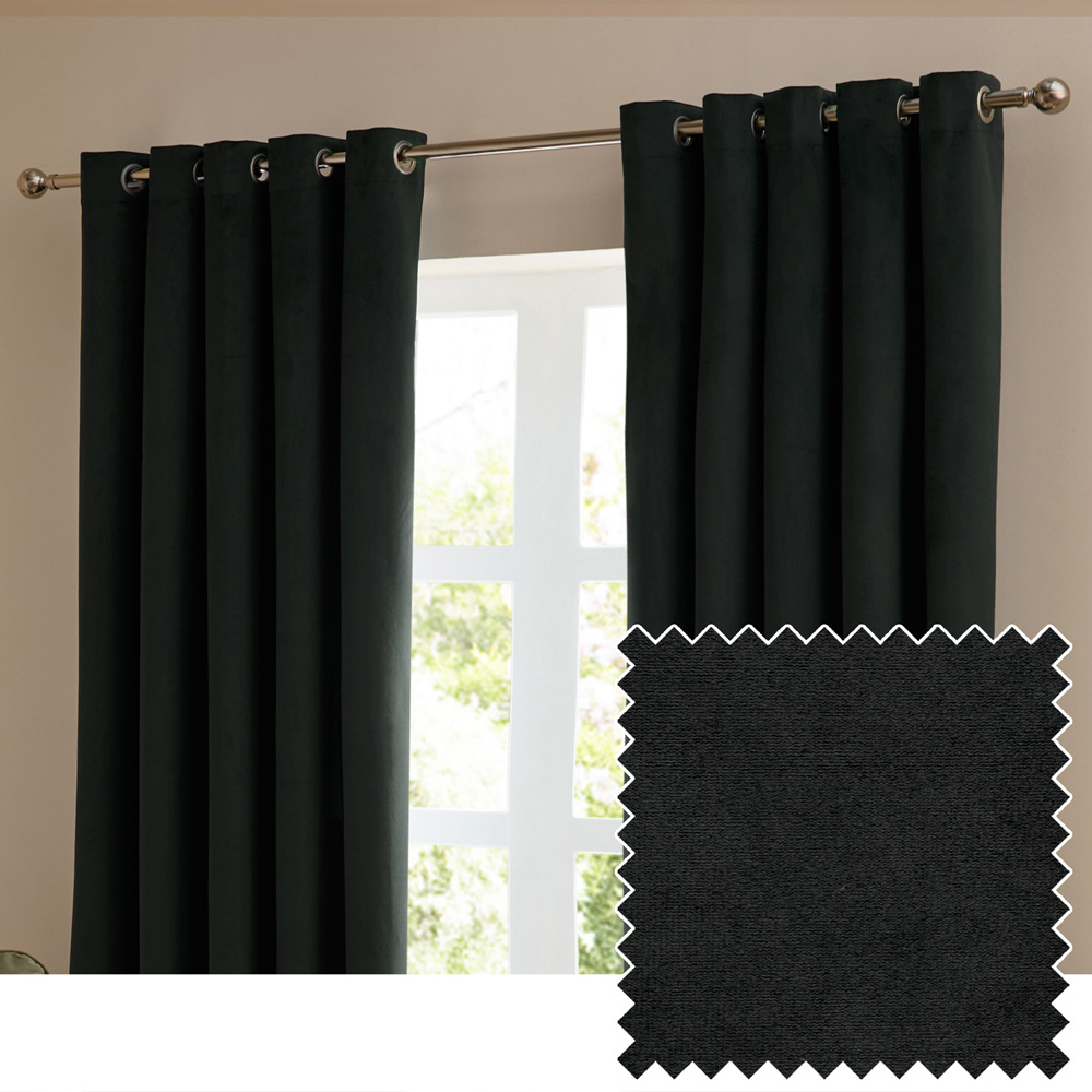 Furn The Ultimate Black Velvet Blackout Eyelet Curtains 117 x 137cm Image 6