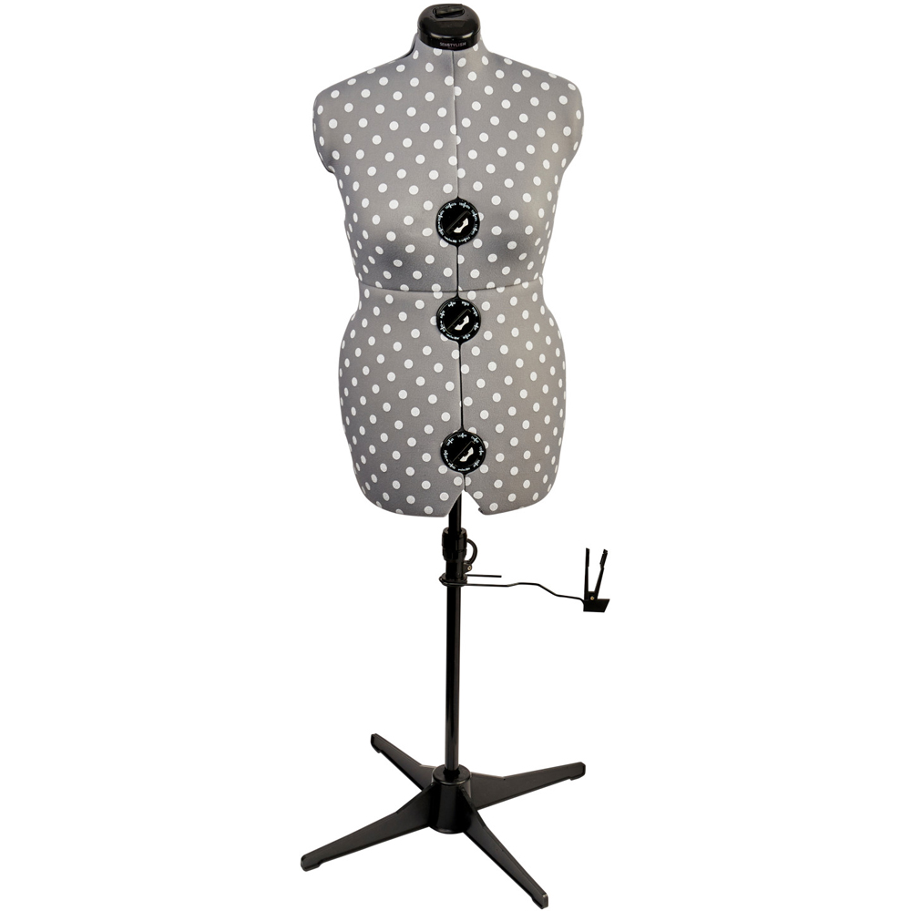 Sewing Online 5916B Grey Polka Adjustable 8-Part Dressmakers Dummy with Hem Marker Medium Image 2
