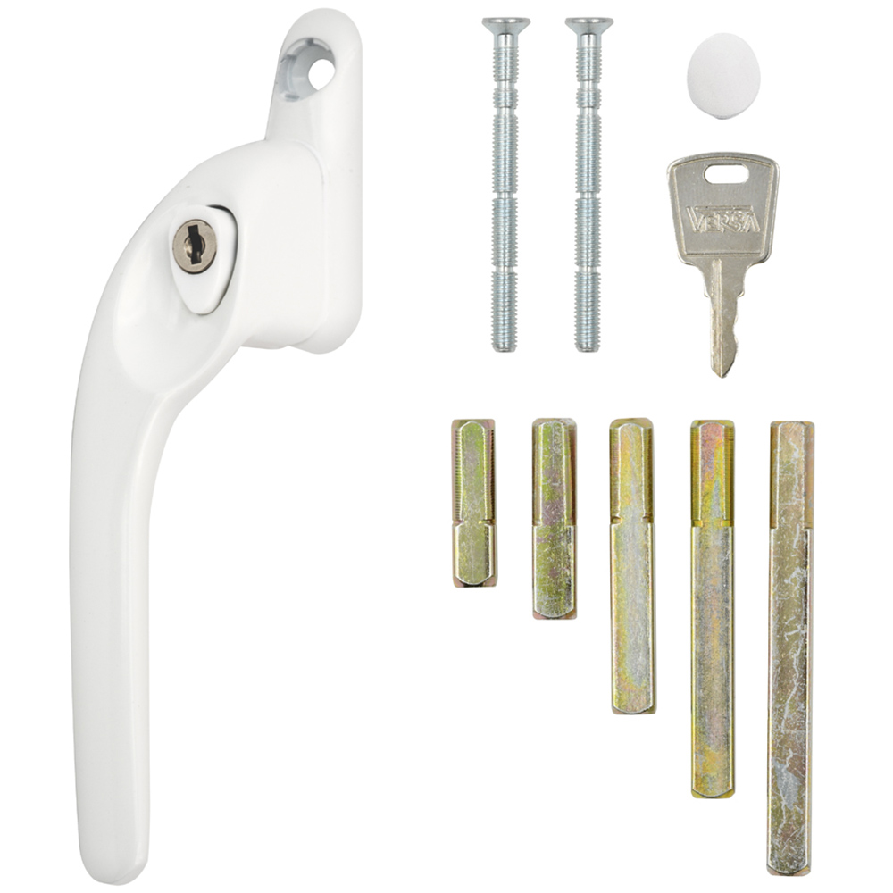 Versa White Lockable Left Hand Cranked Window Handle with 5 Precut Spindles Image 1