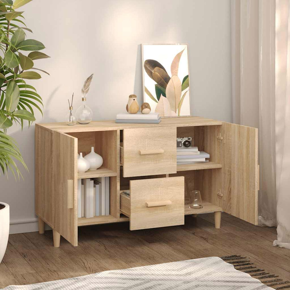 vidaXL 2 Door 2 Drawer Sonoma Oak Sideboard Image 7