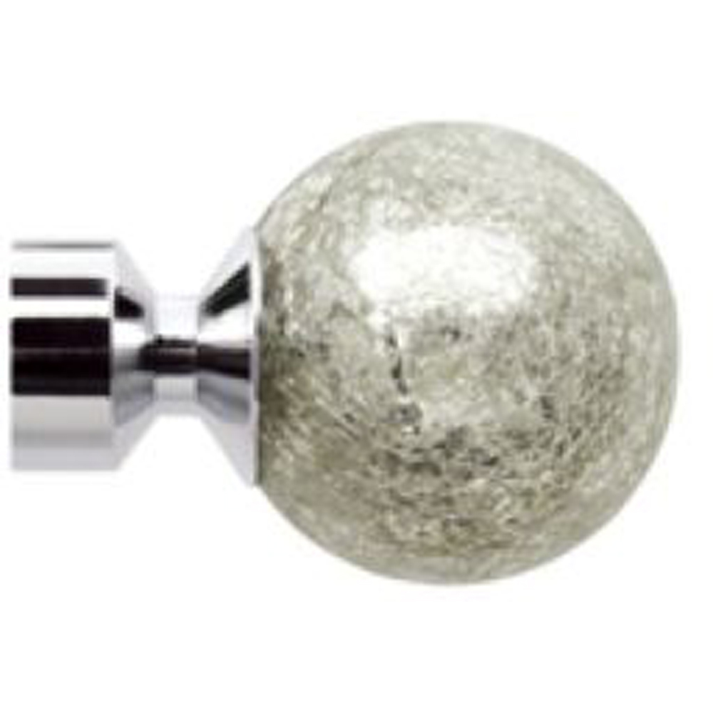 New Edge Blinds 250cm Fixed Length Satin Silver Eyelet Metal Curtain Pole Set with Empire Finial Image 2