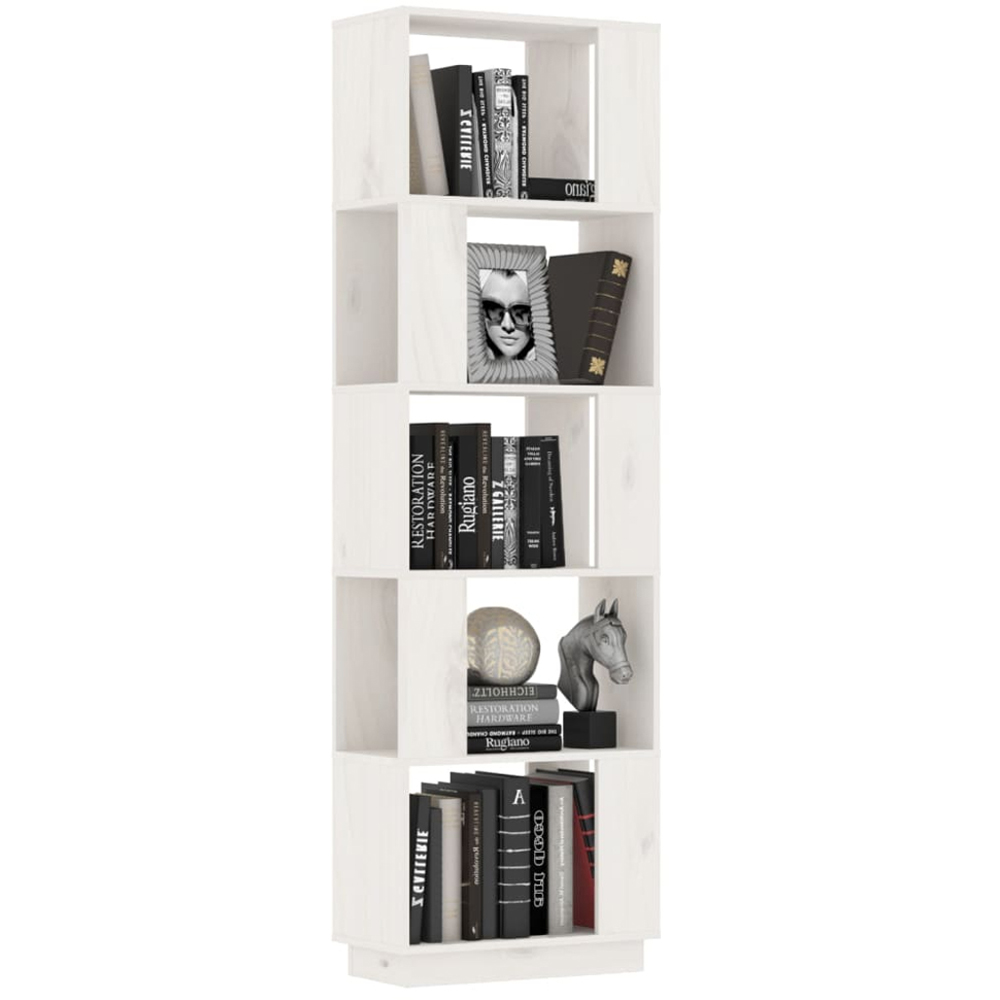 vidaXL 5 Shelf White Solid Pine Wood Bookcase Image 4