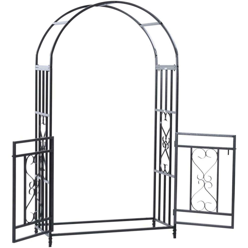Eurotrade 113 x 210cm Black Metal Trellis Garden Gate Image 3