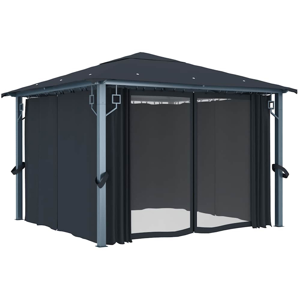 vidaXL 3 x 3m Anthracite Square Gazebo with Curtains Image 2