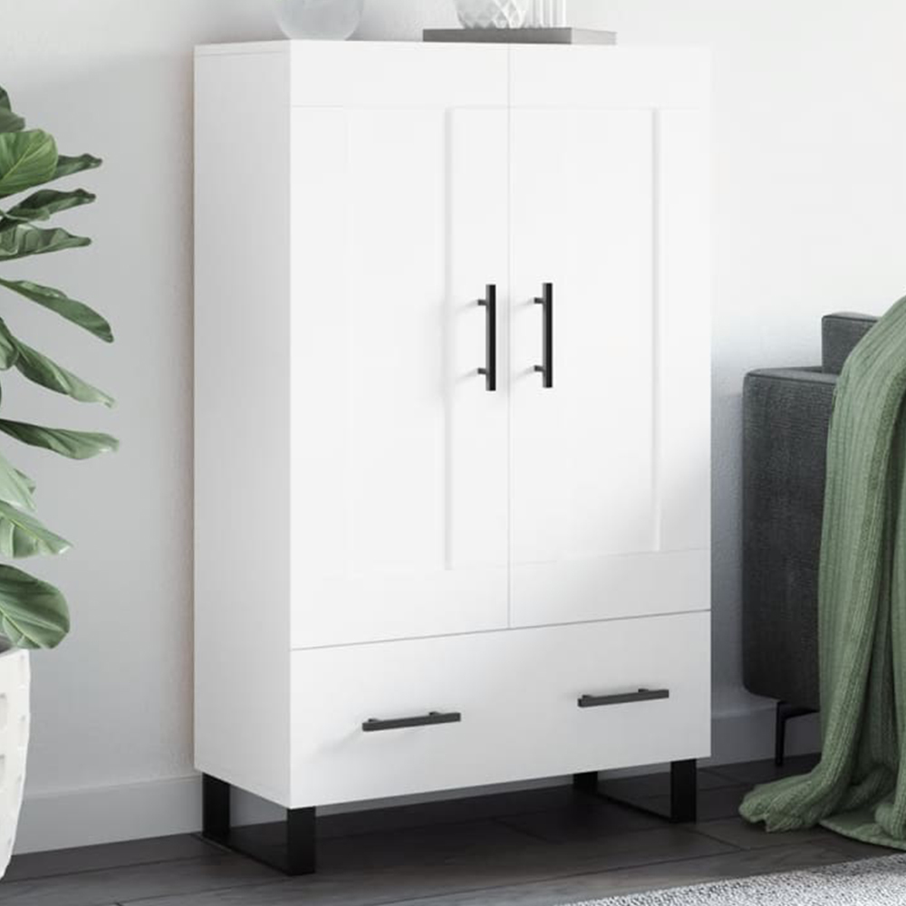 vidaXL 2 Door Single Drawer White Highboard Image 1