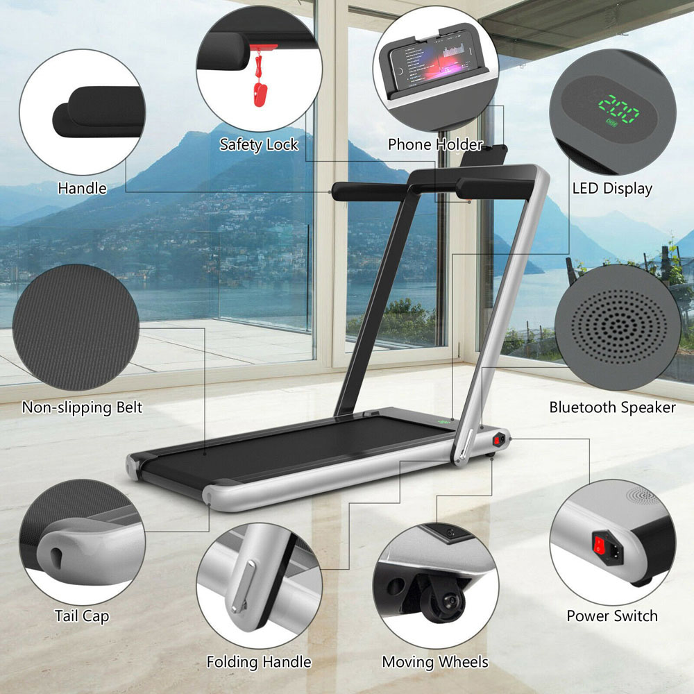 Costway 2 in 1 Silver Electric Folding Under Desk Treadmill with Bluetooth Image 6